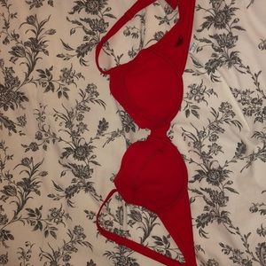 Red cupped bathing suit top